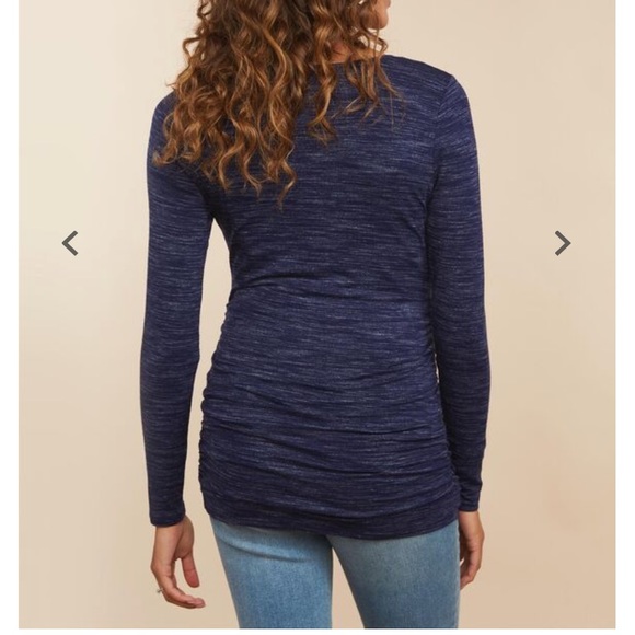 Blue Ruched Maternity Top - Picture 2 of 5